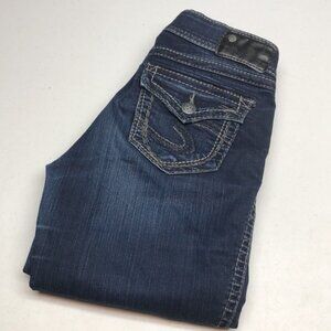 SILVER SUKI MID SLIM BOOT SUPER STRETCH JEANS 26x31 ⭐️